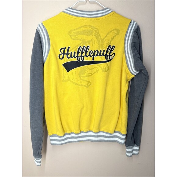 Harry Potter Varsity Jacket Women Medium Hufflepuff Snap Button Lightweight - Picture 4 of 12